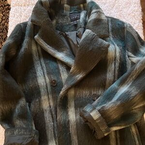 Tribal Women's Double Breasted Green Plaid Coat
